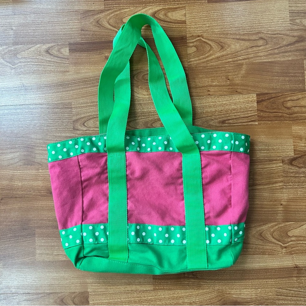 3/$20 Quacker factory 100% cotton polka-dot tote bag